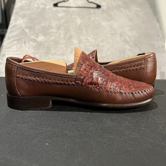 Brass Boot Loafers Men\'s 9 M Brown Leather Genuine Caiman Alligator main image 6
